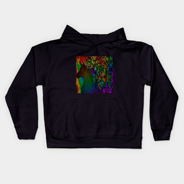 Dark Rainbow Unicorn Kids Hoodie by MayGreenAbgrall